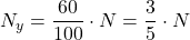 \displaystyle N_y  = \frac{60}{100}\cdot N = \frac{3}{5}\cdot N