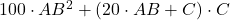 100\cdot AB^2 + (20\cdot AB +C) \cdot C