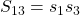 \displaystyle S_{13}=s_1 s_3