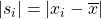 \displaystyle |s_i| =|x_{i}-\overline{x}|