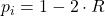 \displaystyle p_i = 1-2\cdot R