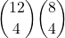 \displaystyle {12 \choose 4}{8 \choose 4}