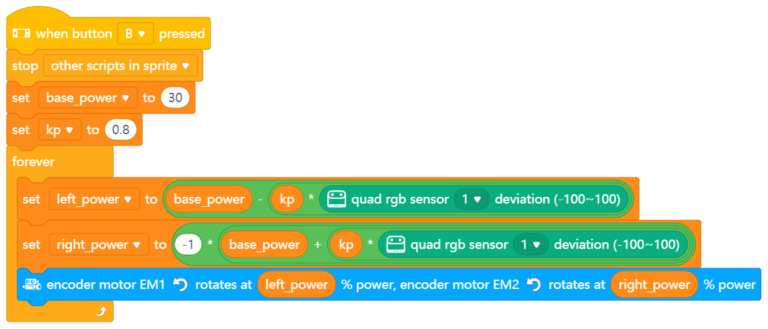 mBot2 >> Kp line follow – Programmare con mBlock