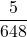 \displaystyle \frac{5}{648}