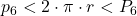 p_{6} < 2\cdot \pi \cdot r < P_{6}
