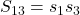 \displaystyle S_{13}=s_1 s_3