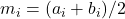 Rendered by QuickLaTeX.com \displaystyle m_i = (a_i + b_i)/2