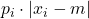 \displaystyle p_i\cdot |x_i-m|
