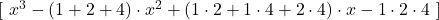 [\ x^3-(1+2+4)\cdot x^2 +(1\cdot 2+1\cdot 4+2\cdot 4)\cdot x-1\cdot 2\cdot 4\ ]
