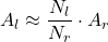 \displaystyle A_l \approx \frac{N_l}{N_r}\cdot A_r