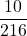 \displaystyle \frac{10}{216}