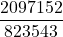 \displaystyle \frac{2097152}{823543}