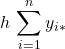 \displaystyle h\, \sum_{i=1}^{n} y_{i*}