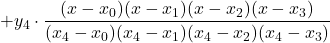 +y_4\cdot \displaystyle \frac{(x-x_0)(x-x_1)(x-x_2)(x-x_3)}{(x_4-x_0)(x_4-x_1)(x_4-x_2)(x_4-x_3)}