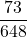 \displaystyle \frac{73}{648}