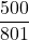 \displaystyle \frac{500}{801}