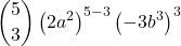 \displaystyle {5 \choose 3}\left(2a^2\right)^{5-3}\left(-3b^3 \right)^{3}