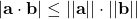 \displaystyle |\textbf{a}\cdot \textbf{b}| \le ||\textbf{a}||\cdot ||\textbf{b}||