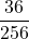 \displaystyle \frac{36}{256}