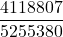 \displaystyle\frac{4118807}{5255380}
