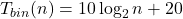 T_{bin}(n) = 10 \log_2 n + 20