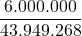 \displaystyle \frac{6.000.000}{43.949.268}