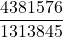 \displaystyle\frac{4381576}{1313845}