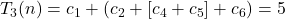 T_3(n) = c_1 + (c_2 + [c_4+c_5] + c_6) = 5