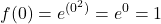 \displaystyle f(0) = e^{(0^2)} = e^0 = 1