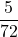 \displaystyle \frac{5}{72}