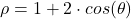 \rho = 1+2\cdot cos(\theta)